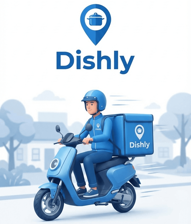 שליח Dishly על קטנוע